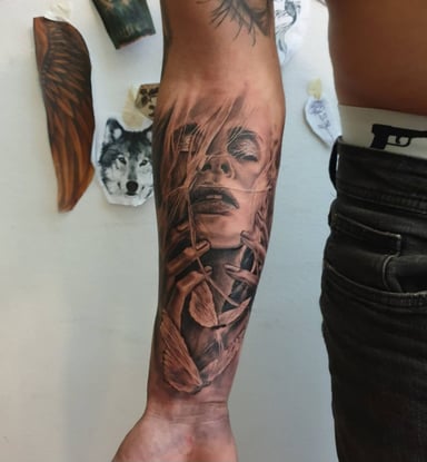 TattooGigs tattoo from  tattoo artist (Realism, Portrait, Black and grey, Surrealism style)