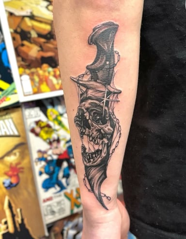 TattooGigs tattoo from  tattoo artist (Blackwork, Horror style)