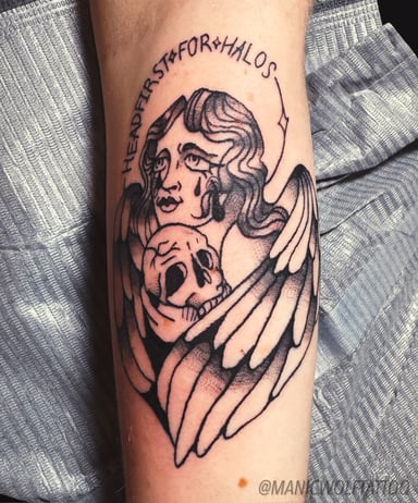 TattooGigs tattoo from Wolfe • Lilith O tattoo artist (American traditional, Neo-traditional, Black and grey, Script, Dotwork, Illustrative, Abstract style)